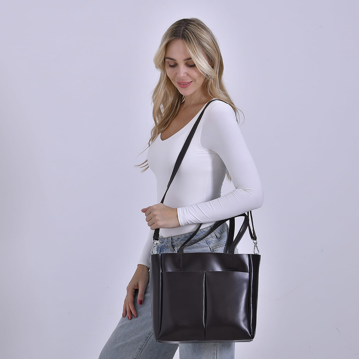 Closeout Deal Genuine Leather Tote Bag - Espresso