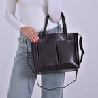 Closeout Deal Genuine Leather Tote Bag - Espresso