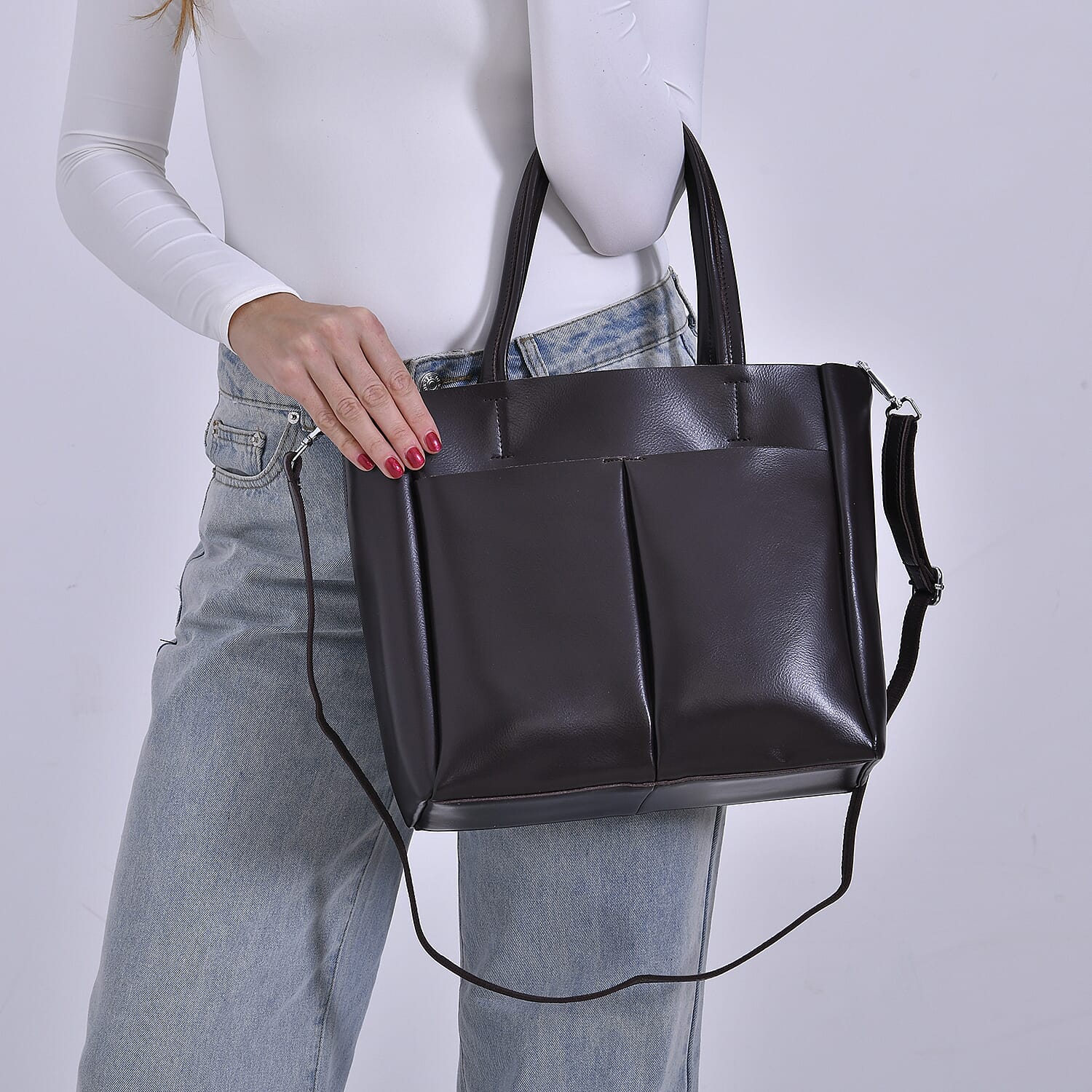 Closeout Deal Genuine Leather Tote Bag - Espresso