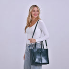 Closeout Deal Genunie Leather Tote Bag - Green