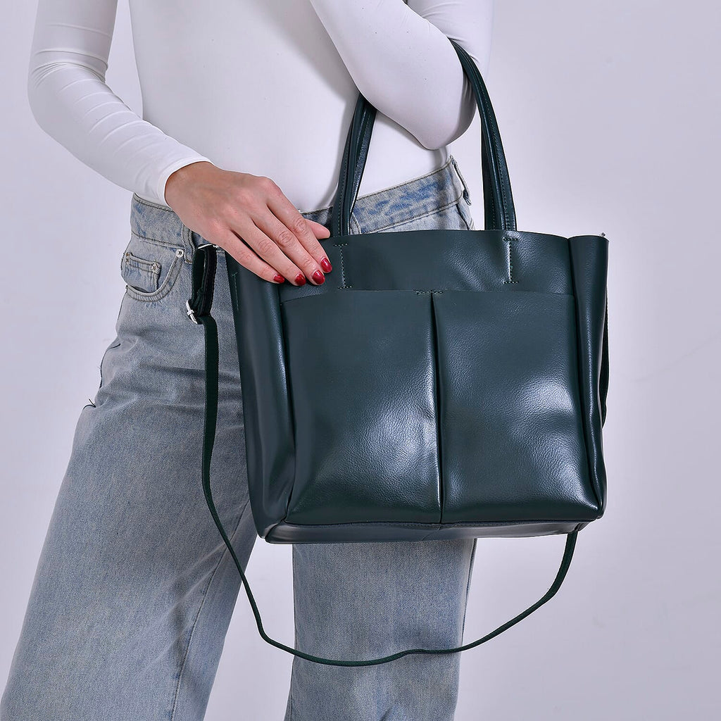 Closeout Deal Genunie Leather Tote Bag - Green