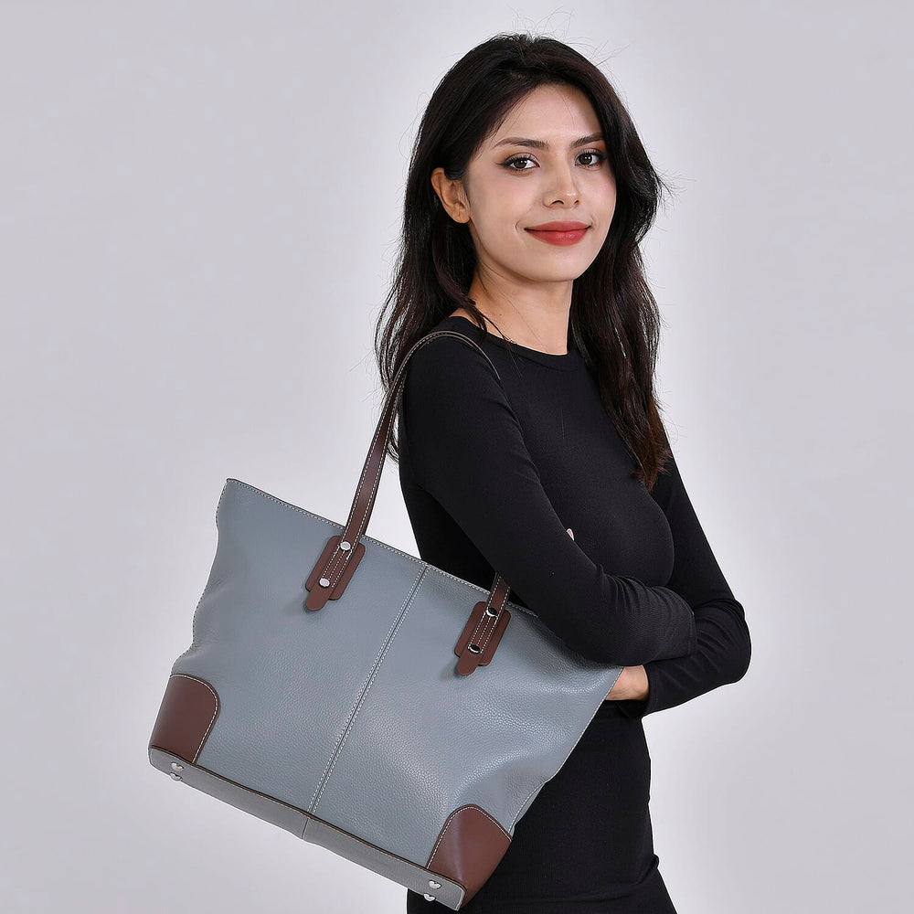 Designer Inspired - 100% Genuine Leather sumptuous Tote Bag (Size 32x12x29 cm) - Teal