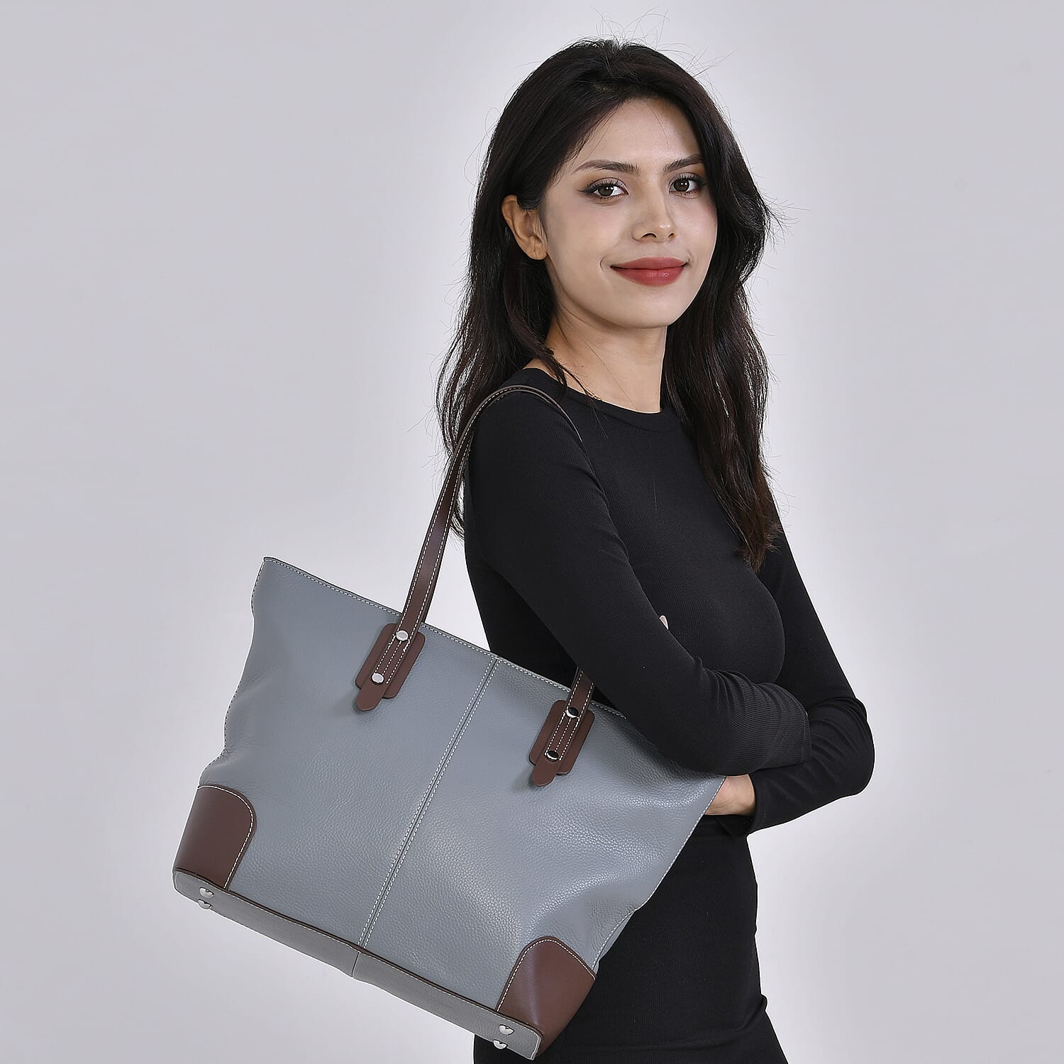 Designer Inspired - 100% Genuine Leather sumptuous Tote Bag (Size 32x12x29 cm) - Teal