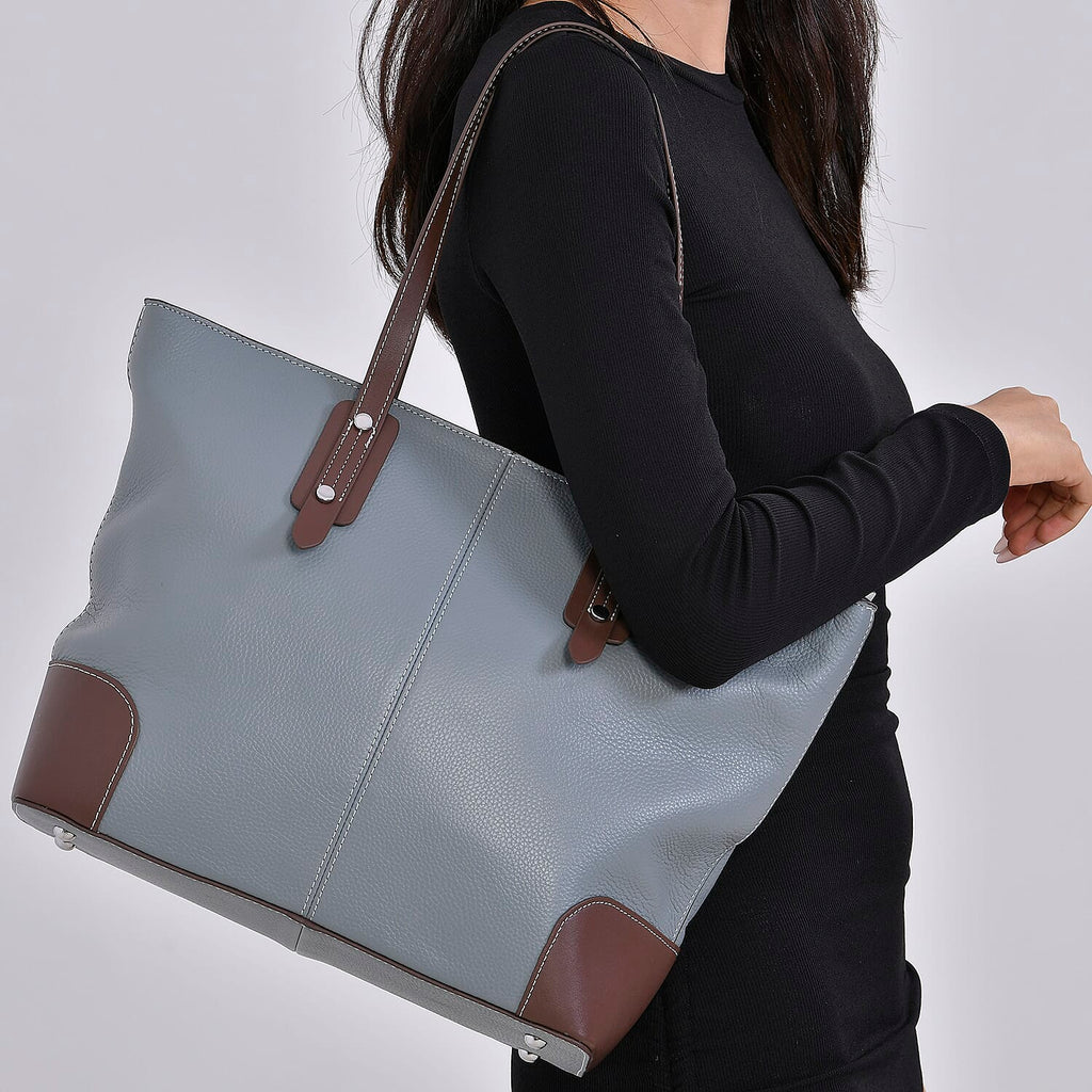 Designer Inspired - 100% Genuine Leather sumptuous Tote Bag (Size 32x12x29 cm) - Teal