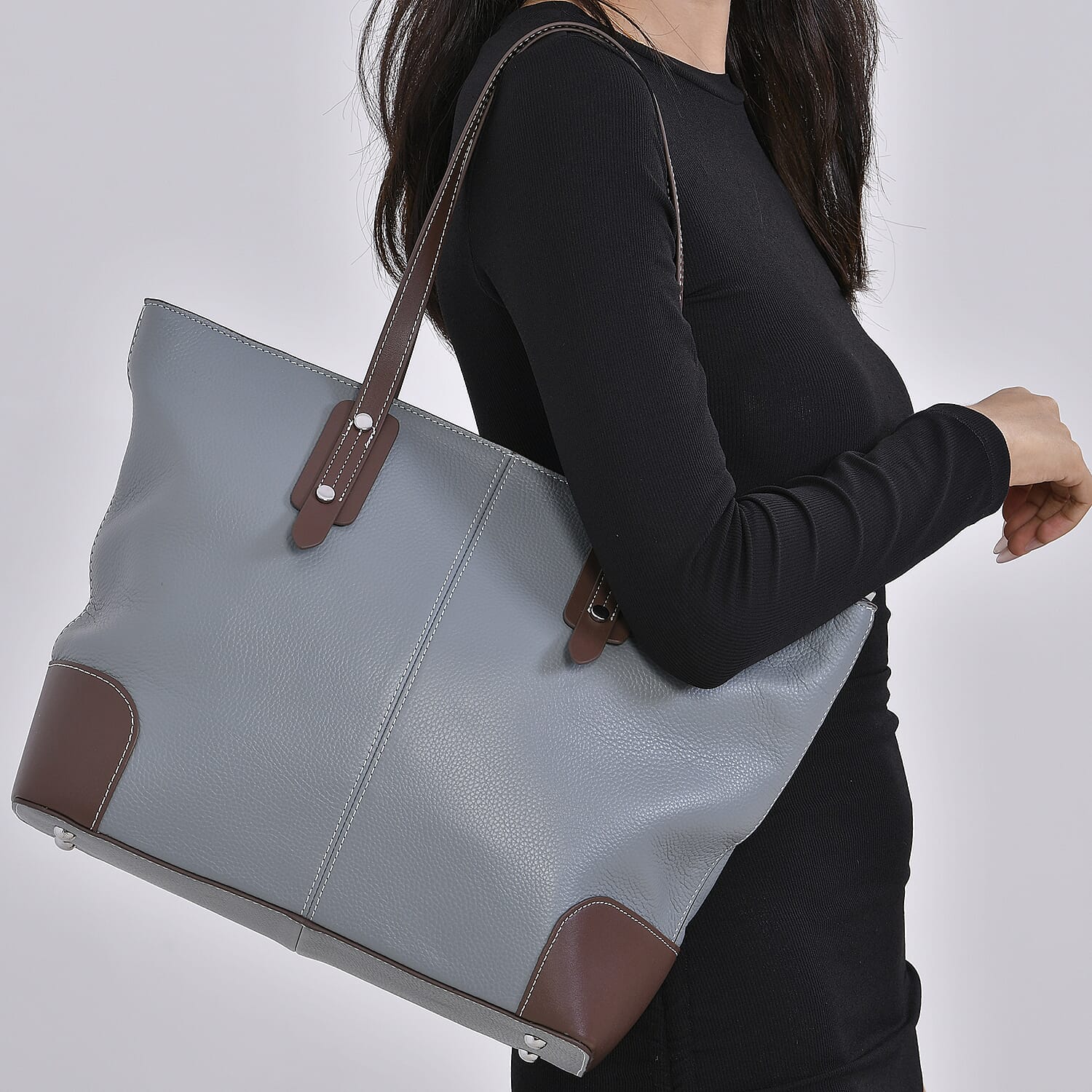 Designer Inspired - 100% Genuine Leather sumptuous Tote Bag (Size 32x12x29 cm) - Teal