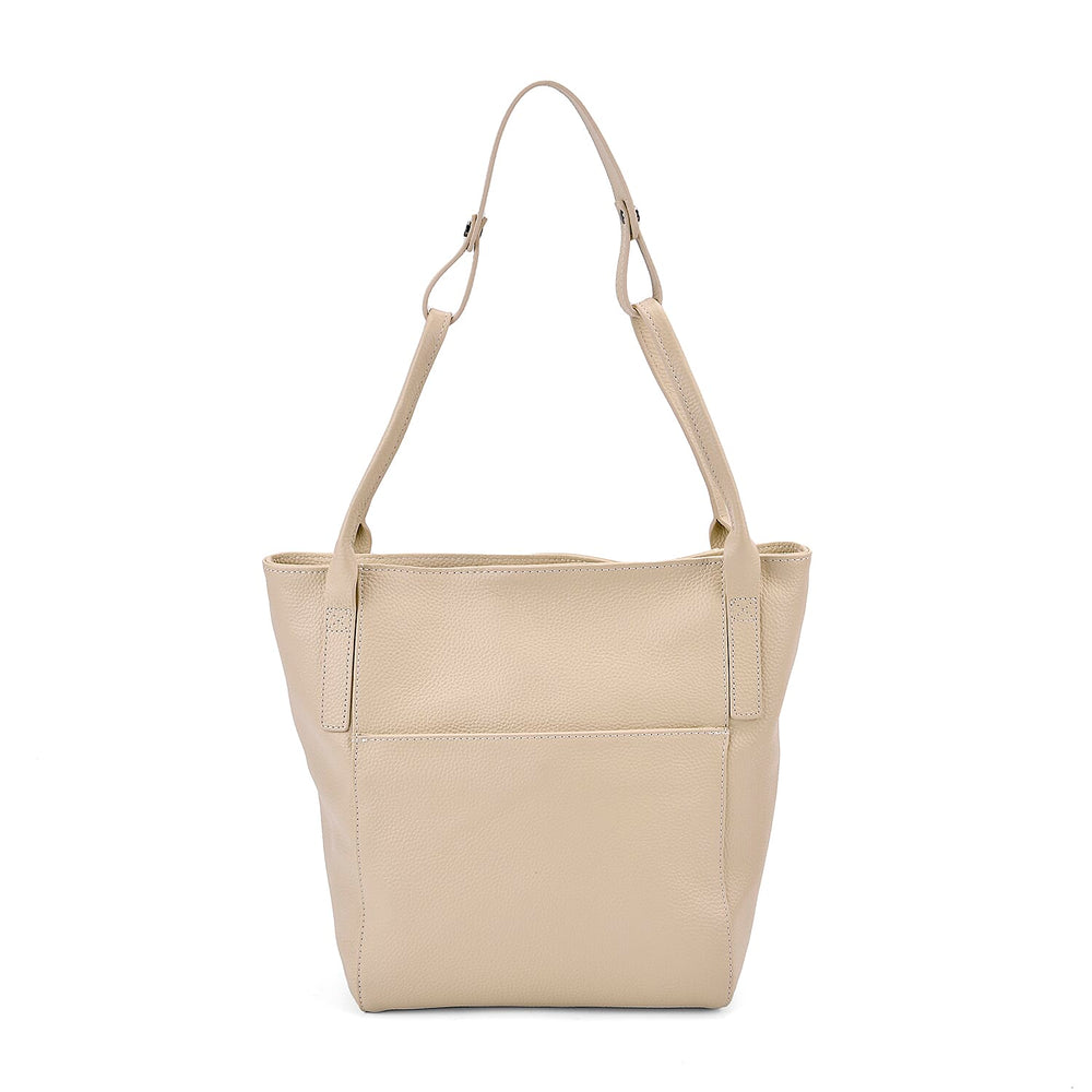 Leather Patterned Tote Bag (Size 34x14x29 cm) - Off White & Pink