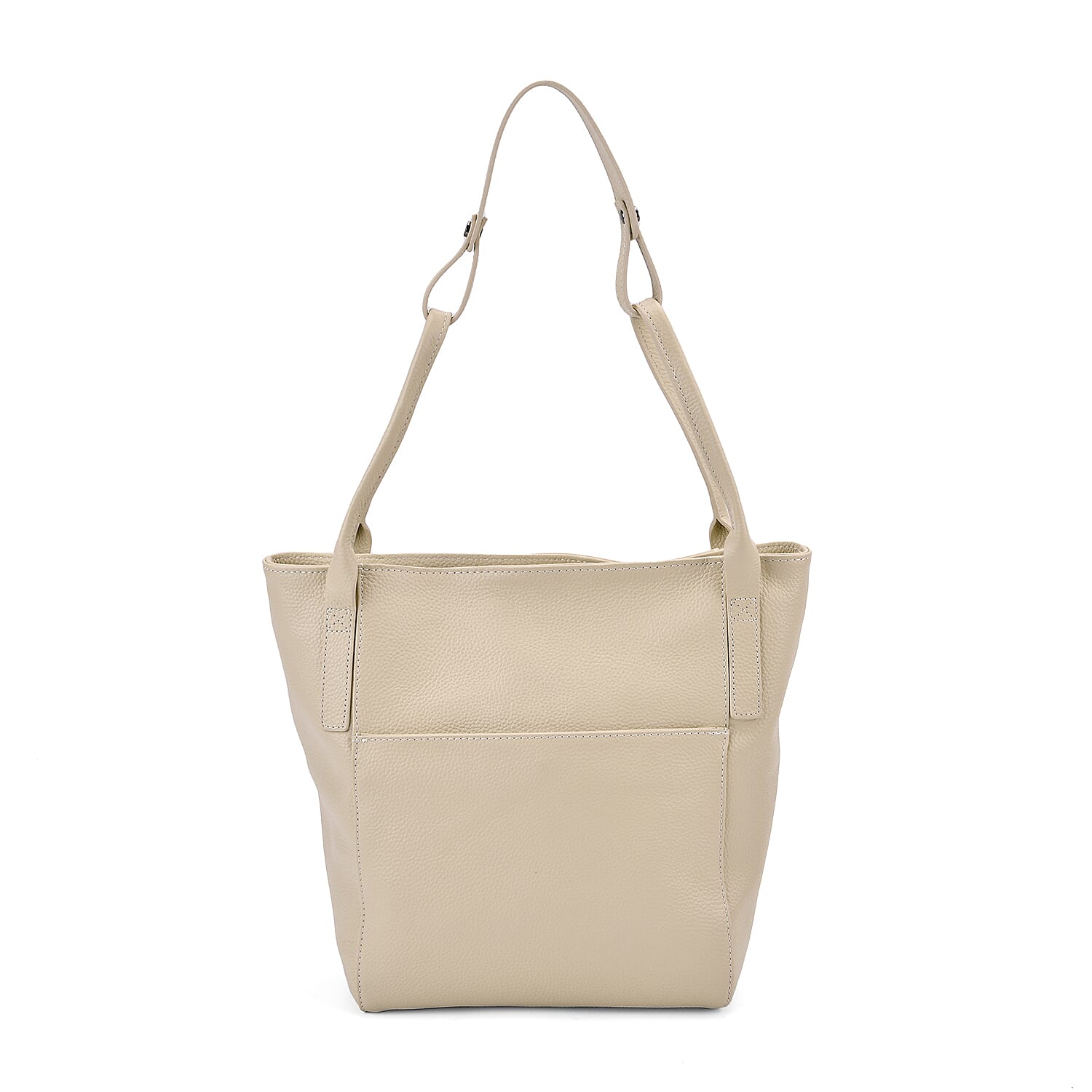 Leather Patterned Tote Bag (Size 34x14x29 cm) - Off White & Pink