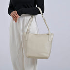 Leather Patterned Tote Bag (Size 34x14x29 cm) - Off White & Pink