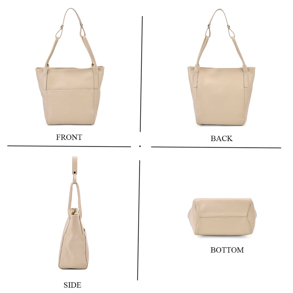 Leather Patterned Tote Bag (Size 34x14x29 cm) - Off White & Pink