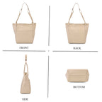 Leather Patterned Tote Bag (Size 34x14x29 cm) - Off White & Pink
