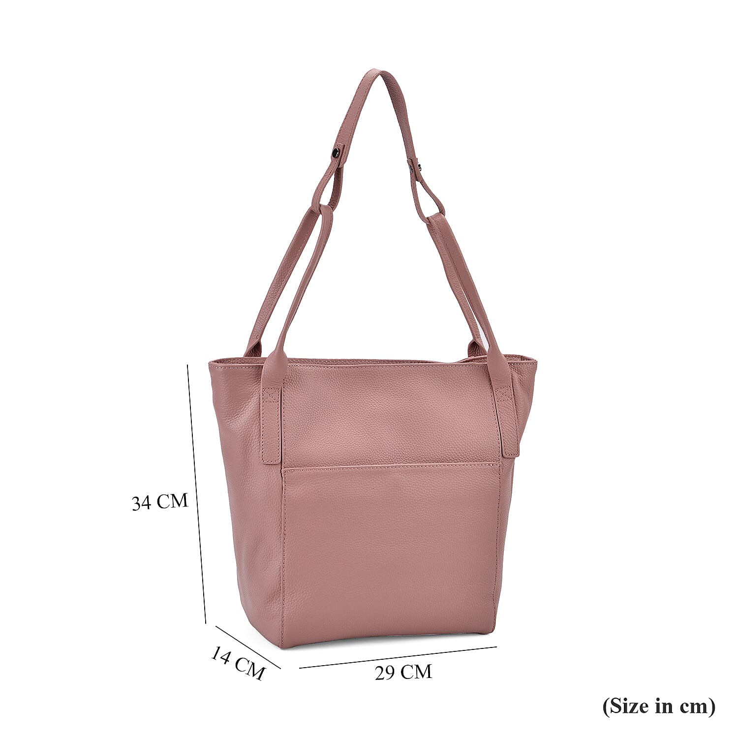 Leather Patterned Tote Bag (Size 34x14x29 cm) - Pink & Pink