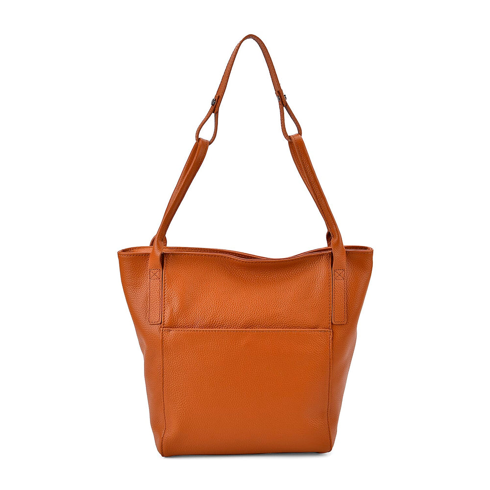 Leather Patterned Tote Bag (Size 34x14x29 cm) - Tan & Pink
