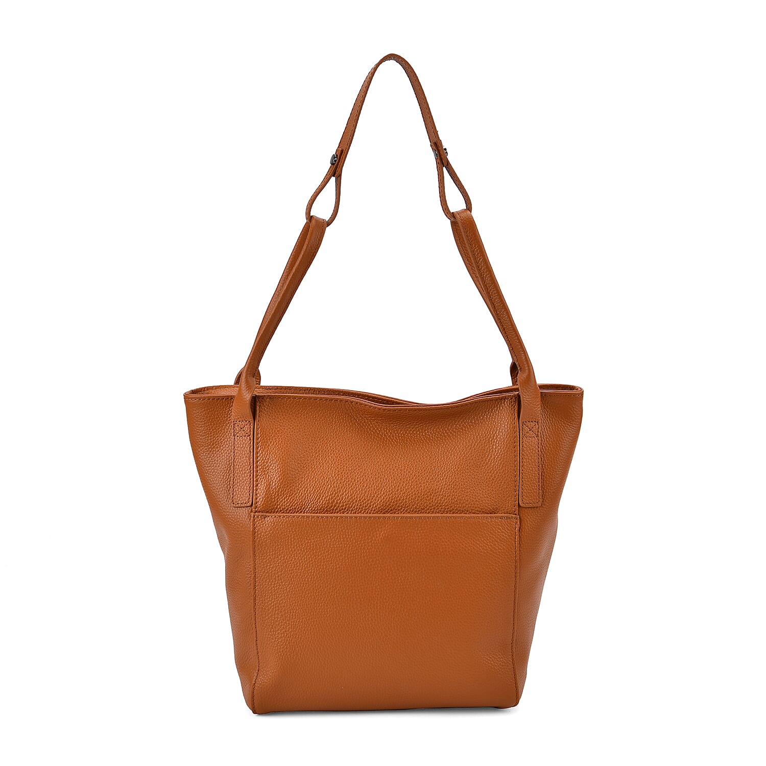 Leather Patterned Tote Bag (Size 34x14x29 cm) - Tan & Pink