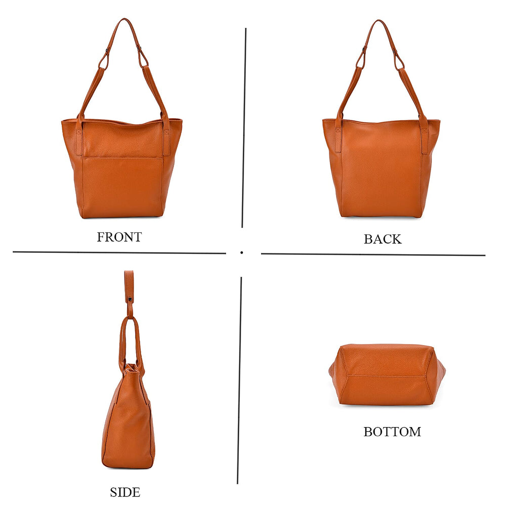 Leather Patterned Tote Bag (Size 34x14x29 cm) - Tan & Pink