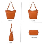 Leather Patterned Tote Bag (Size 34x14x29 cm) - Tan & Pink