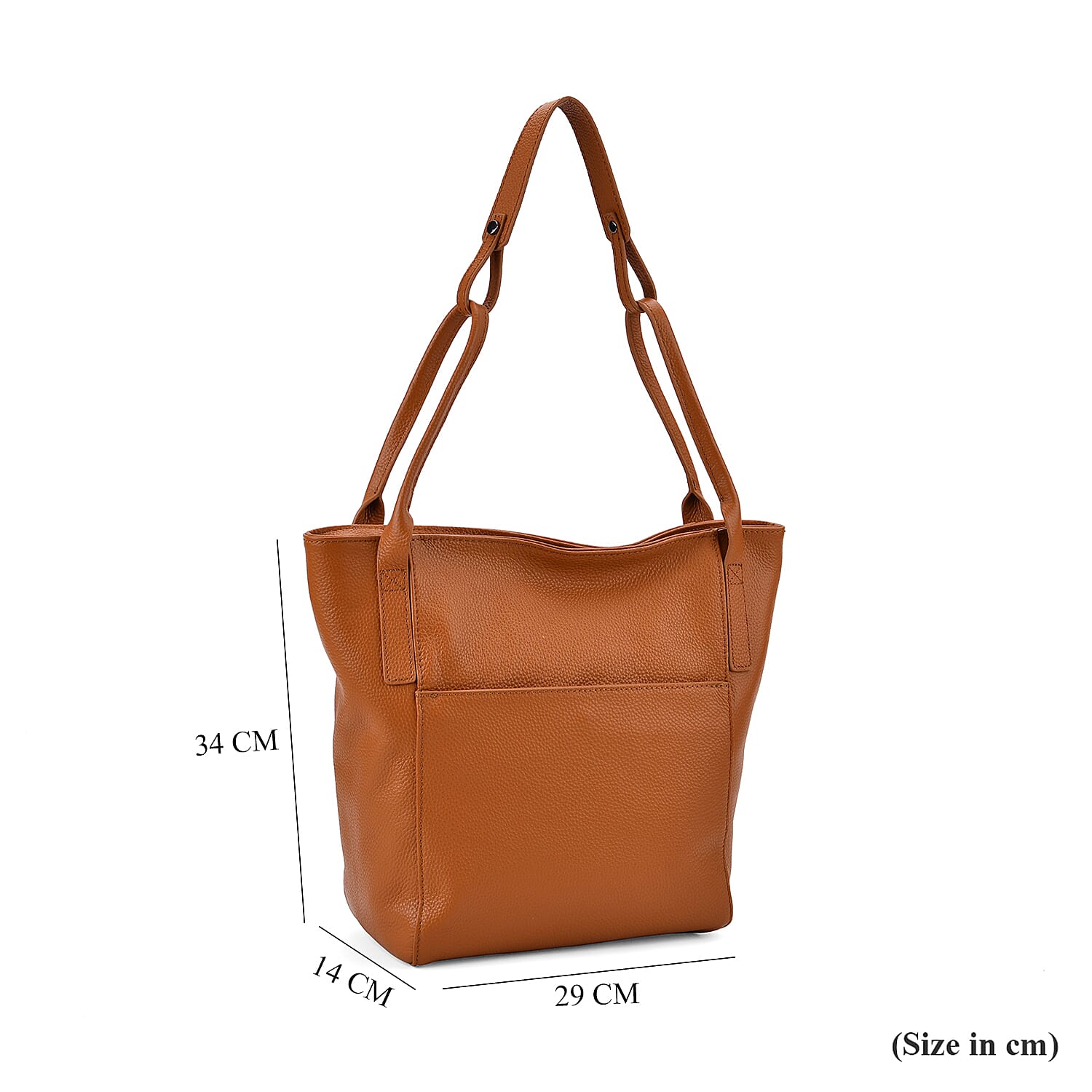 Leather Patterned Tote Bag (Size 34x14x29 cm) - Tan & Pink
