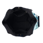 Silk Shaped by Generations - Limited Edition - Genuine Leather Tote Bag with Floral Mulberry Silk Art - Light Blue