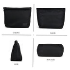 2-in-1 Genuine Leather Tote Bag - Pouch - Black
