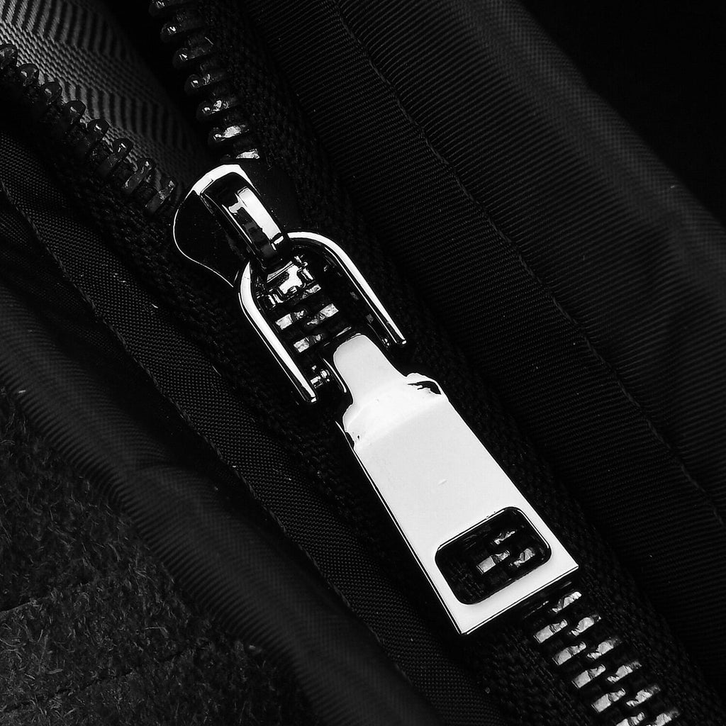 2-in-1 Genuine Leather Tote Bag - Pouch - Black