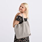 2-in-1 Genuine Leather Tote Bag - Pouch - White