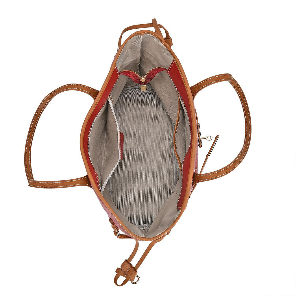 Genuine Leather Tote Bag- Burgundy