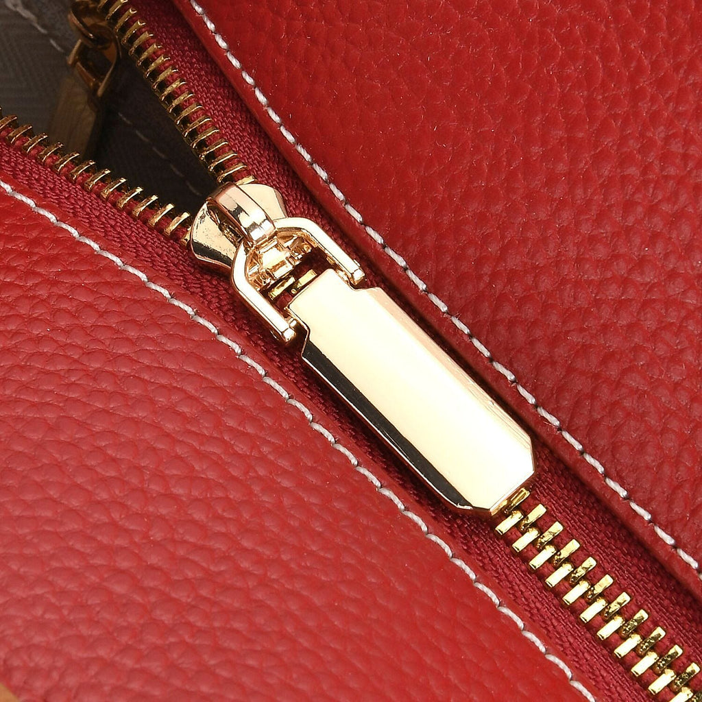 Genuine Leather Tote Bag- Burgundy