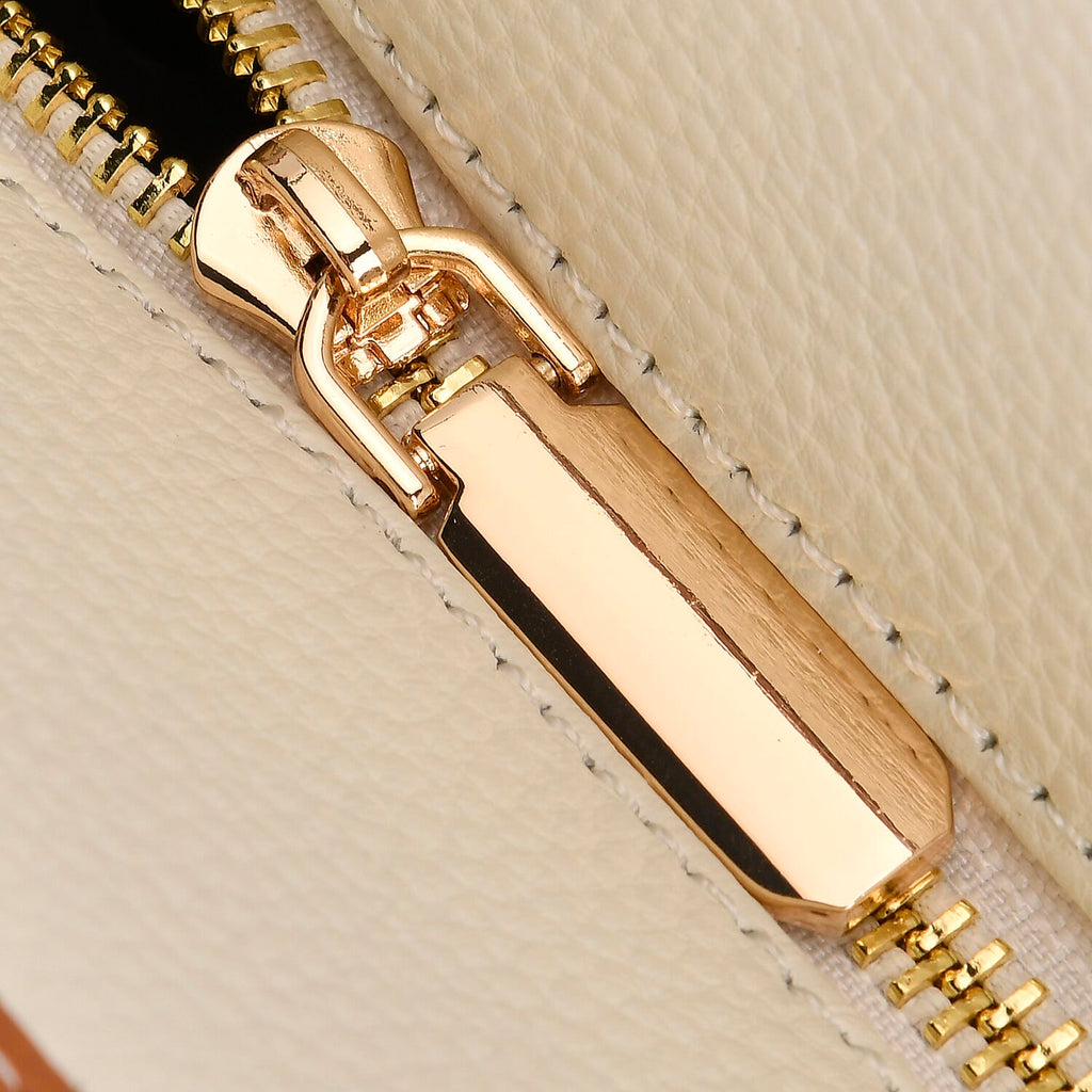 Genuine Leather Tote Bag - Cream