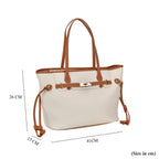 Genuine Leather Tote Bag - Cream