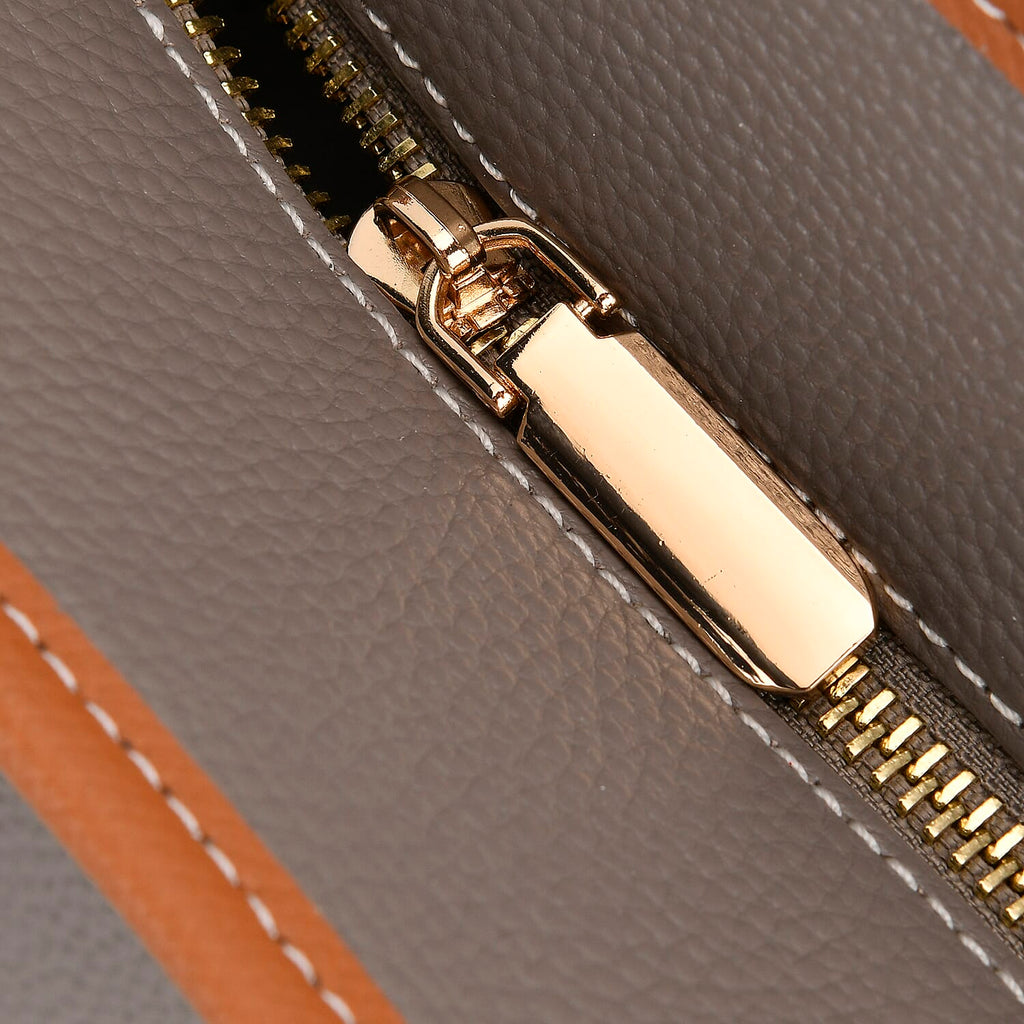 Genuine Leather Tote Bag - Grey