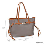 Genuine Leather Tote Bag - Grey