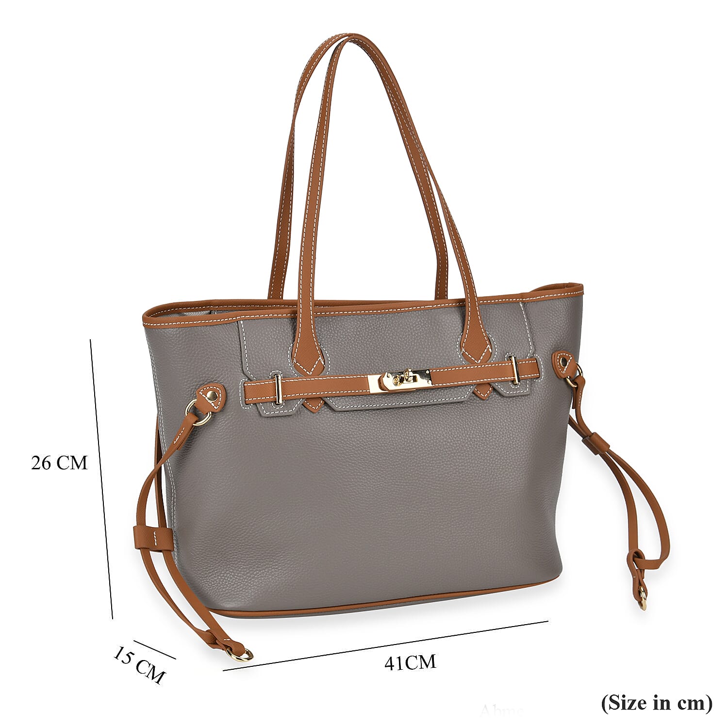 Genuine Leather Tote Bag - Grey