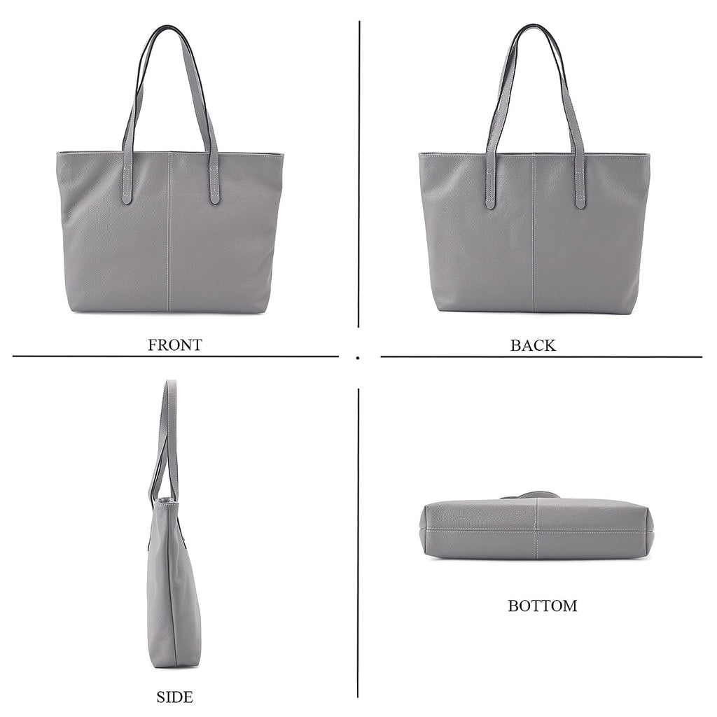 Closeout Deal - SUMPTUOUS 100% Genuine Leather Tote Bag - Grey