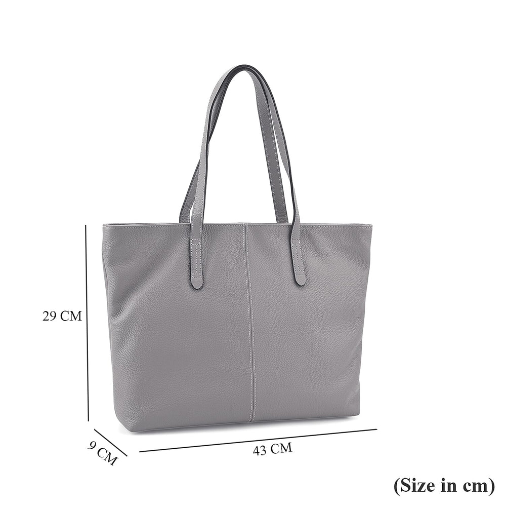 Closeout Deal - SUMPTUOUS 100% Genuine Leather Tote Bag - Grey