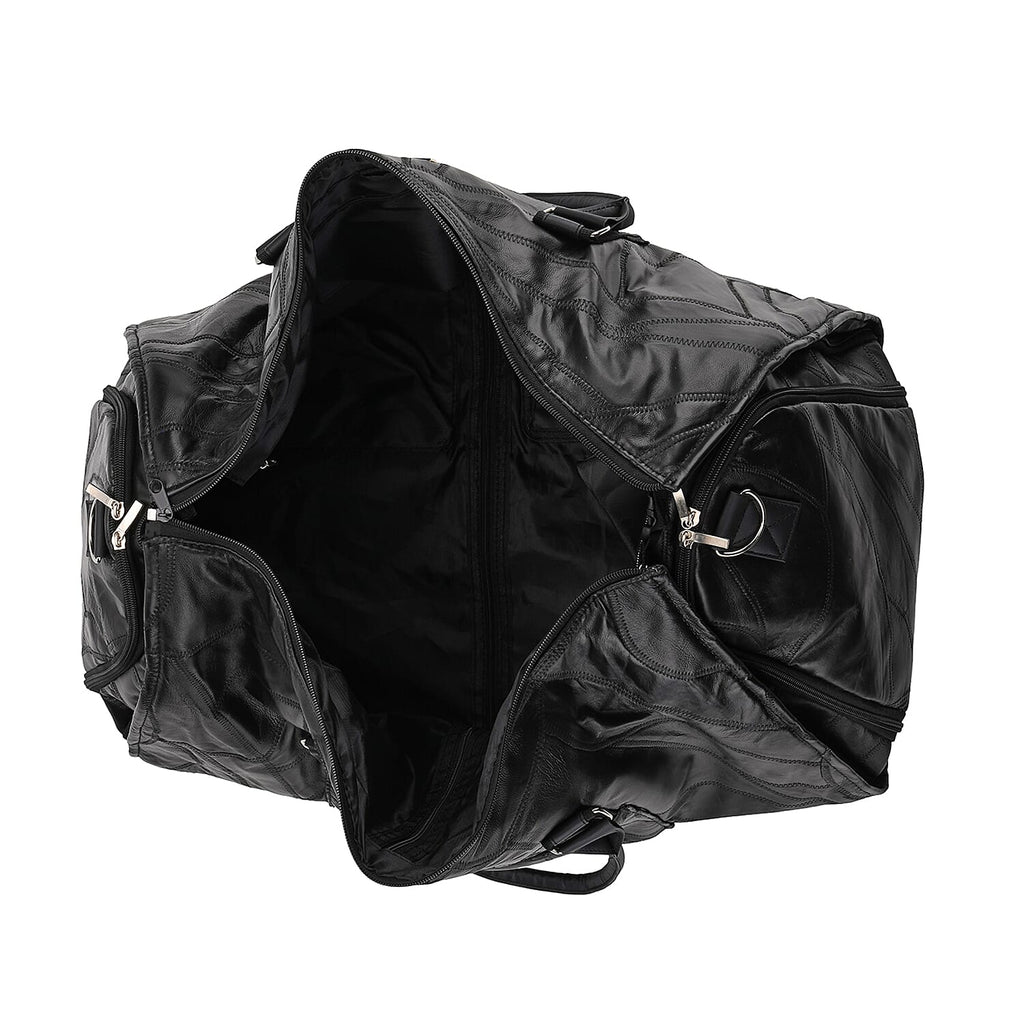 Styled By 100% Genuine Leather 2-in-1 Garment Suit Convertible Duffel Bag - Black