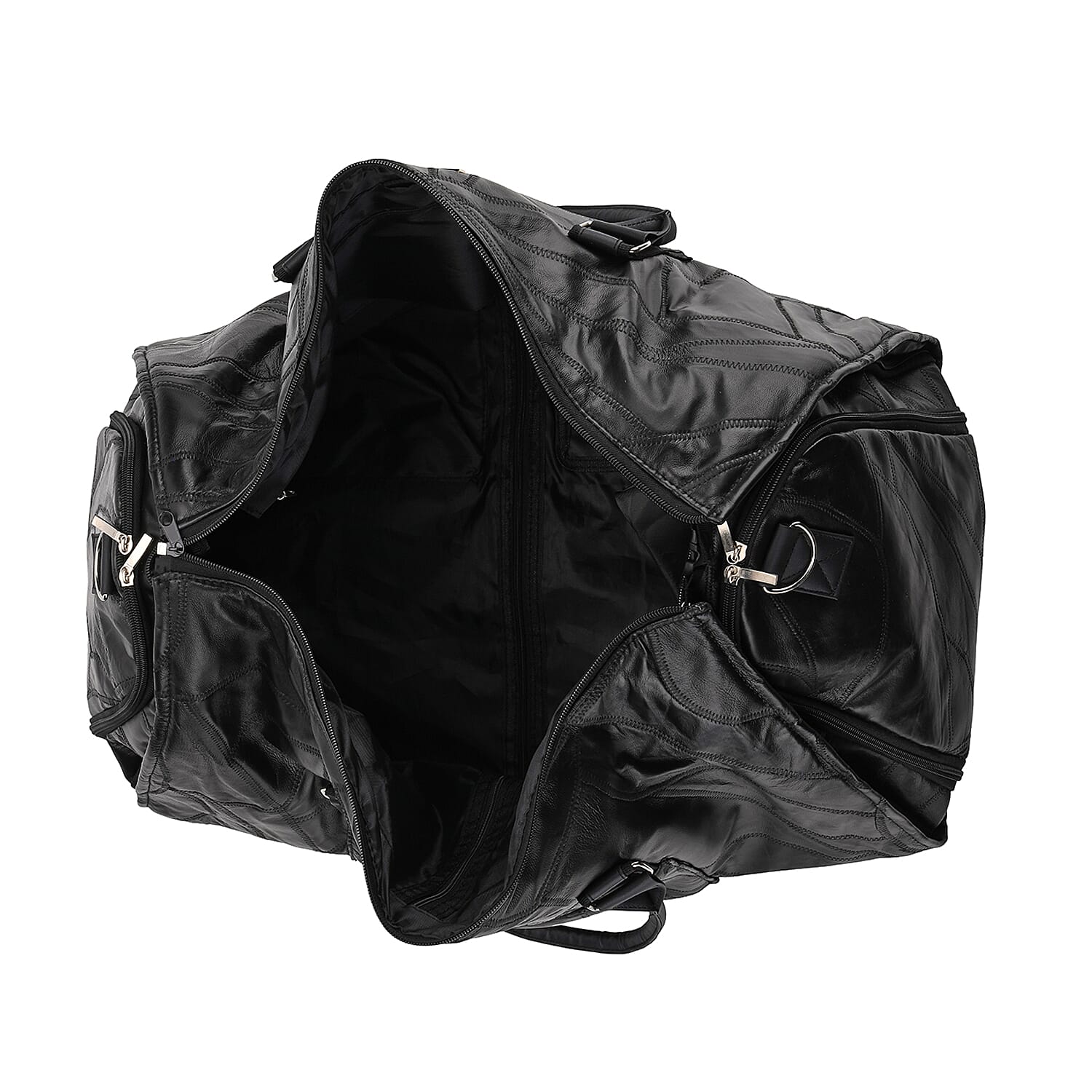 Styled By 100% Genuine Leather 2-in-1 Garment Suit Convertible Duffel Bag - Black