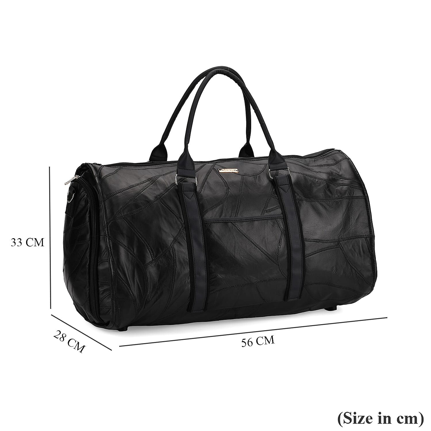 Styled By 100% Genuine Leather 2-in-1 Garment Suit Convertible Duffel Bag - Black