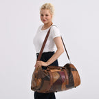 Styled By 100% Genuine Leather 2-in-1 Garment Suit Convertible Duffel Bag - Camel