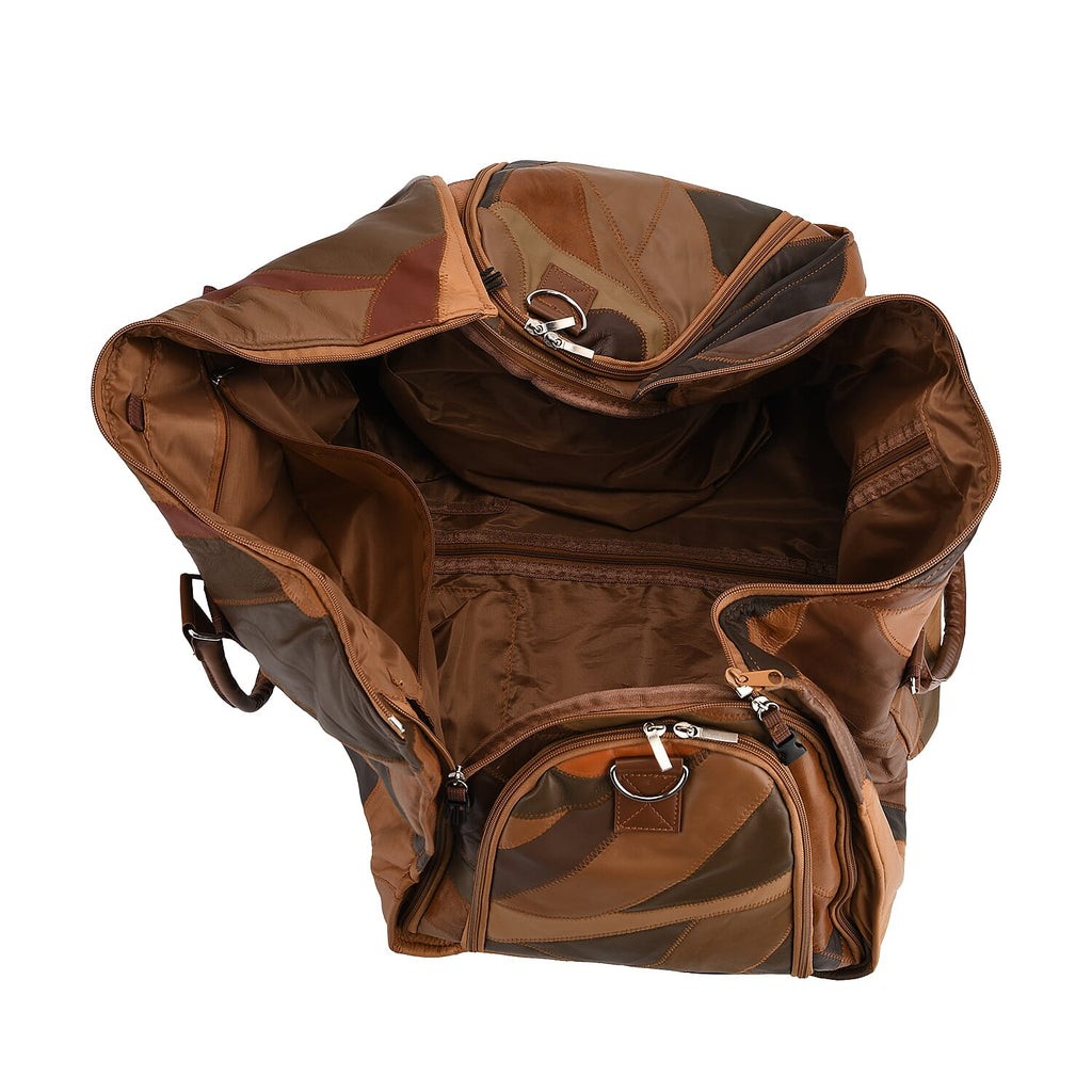Styled By 100% Genuine Leather 2-in-1 Garment Suit Convertible Duffel Bag - Camel