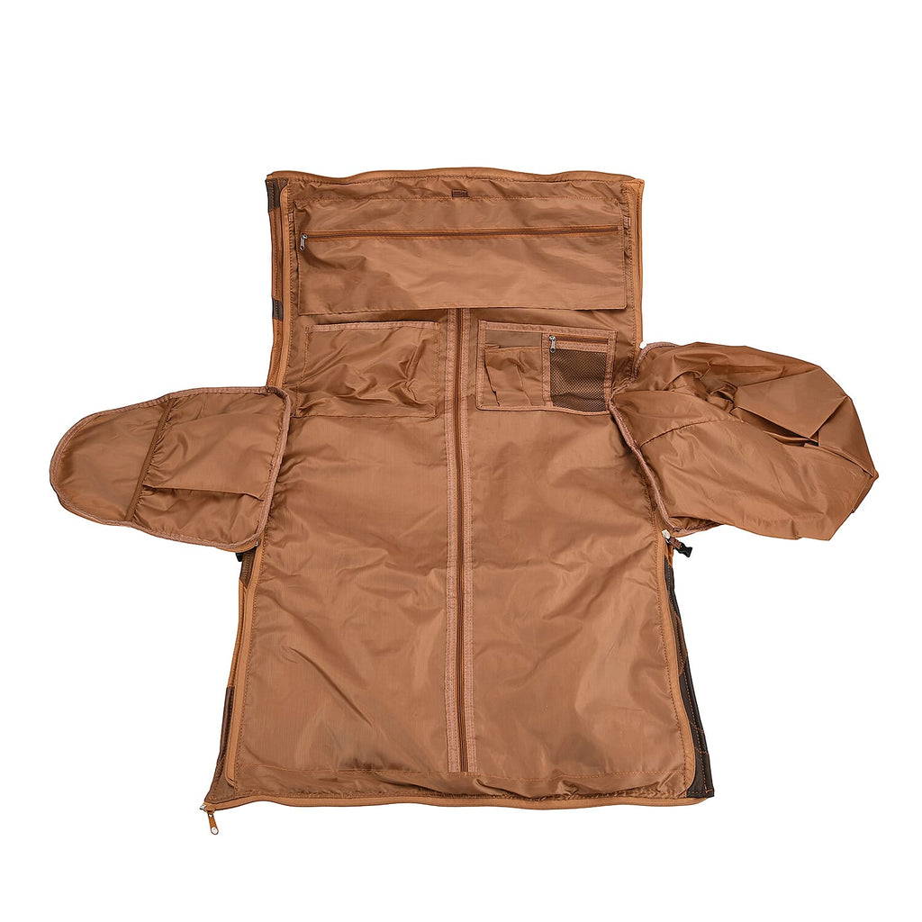 Styled By 100% Genuine Leather 2-in-1 Garment Suit Convertible Duffel Bag - Camel