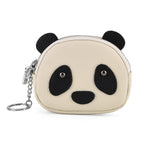 Genuine Leather Panda Print Pattern Wallet with Dual Zip (Size 12x4x10 cm) - Off White