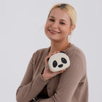 Genuine Leather Panda Print Pattern Wallet with Dual Zip (Size 12x4x10 cm) - Off White