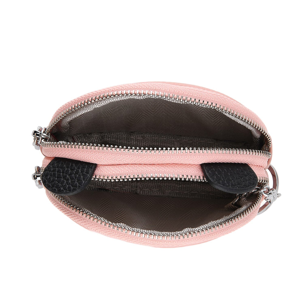 Genuine Leather Panda Print Pattern Wallet with Dual Zip (Size 12x4x10 cm) - Pink