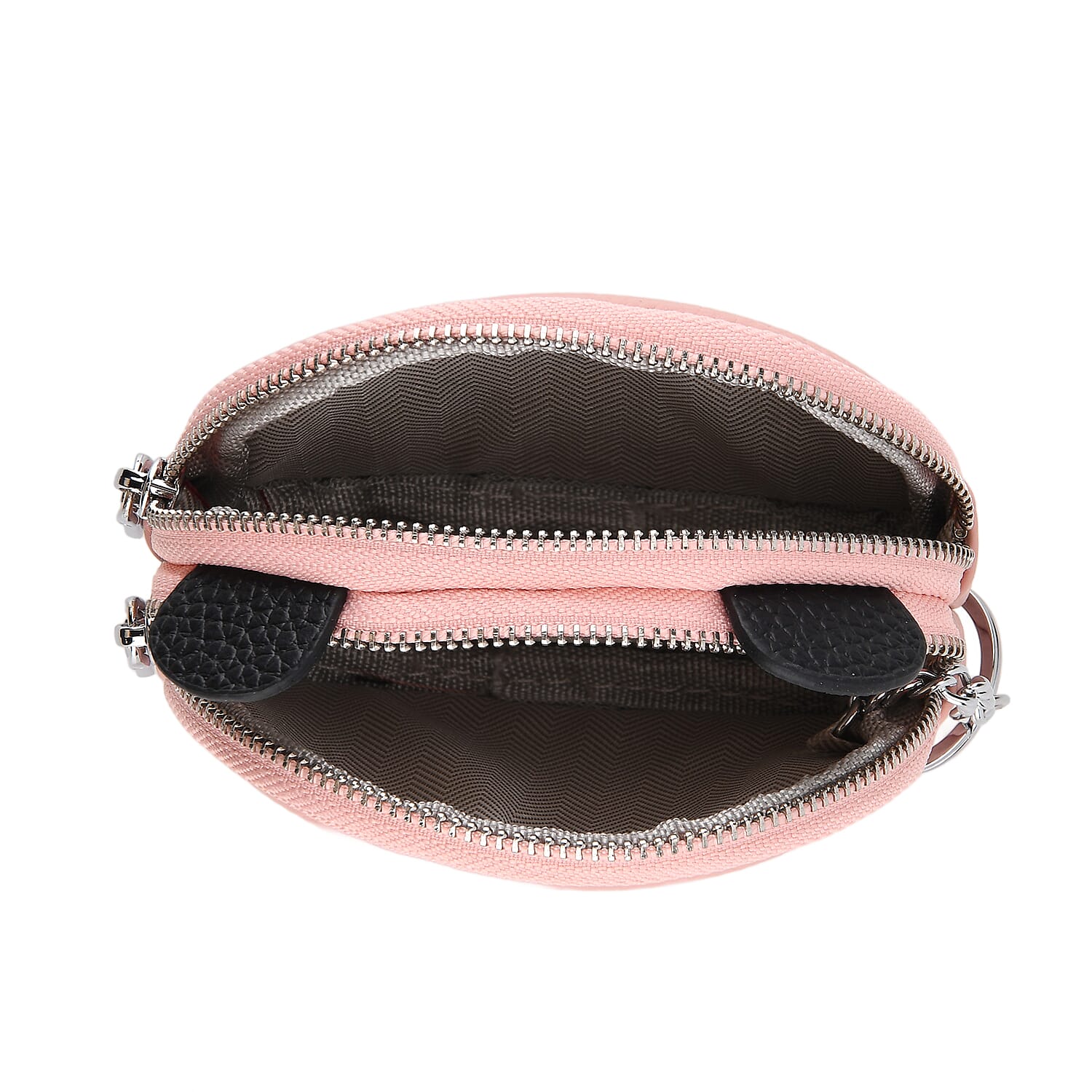 Genuine Leather Panda Print Pattern Wallet with Dual Zip (Size 12x4x10 cm) - Pink