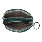Genuine Leather Panda Print Pattern Wallet with Dual Zip (Size 12x4x10 cm) - Teal