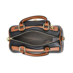 Designer Inspired 100% Genuine Leather Crossbody Duffle Bag - Black