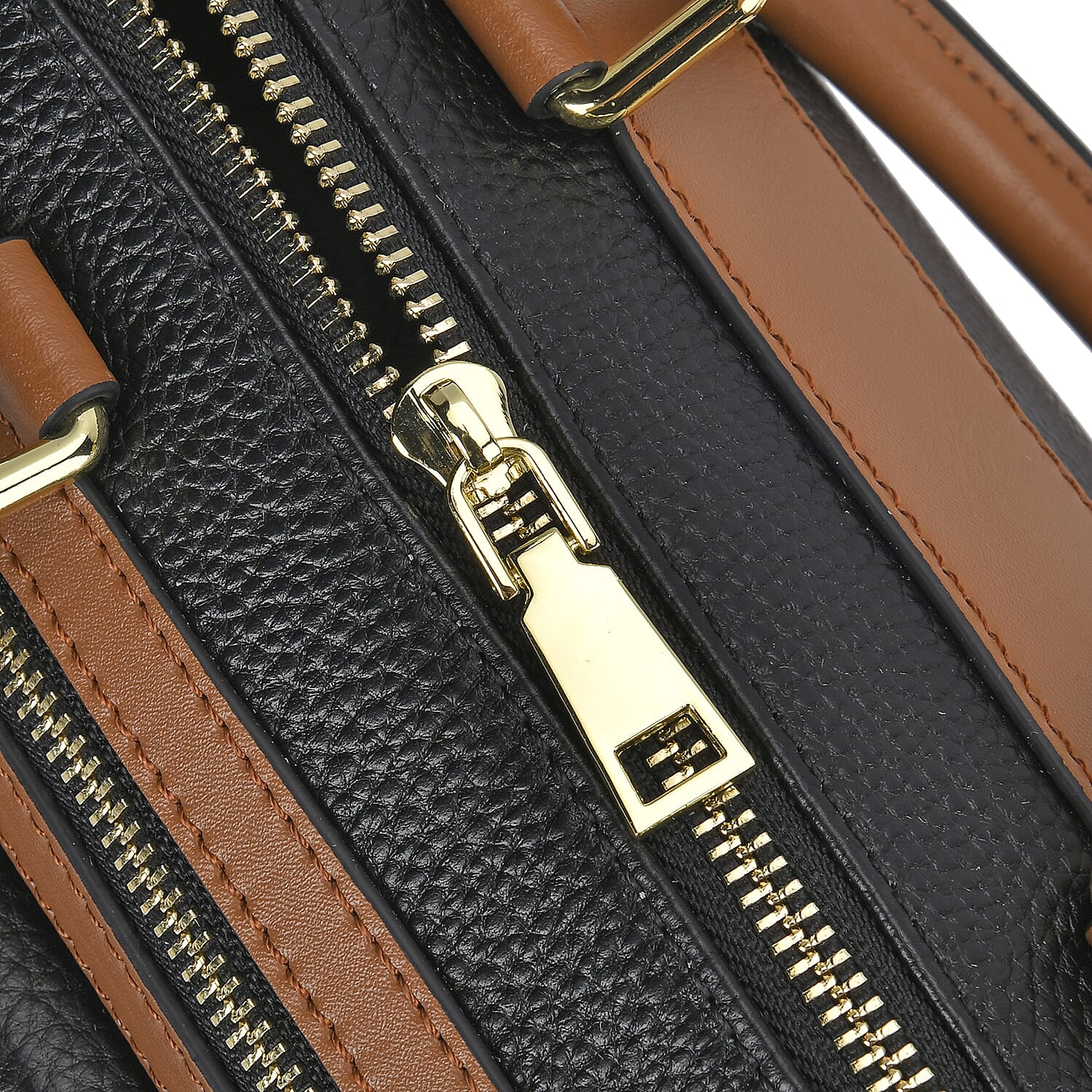 Designer Inspired 100% Genuine Leather Crossbody Duffle Bag - Black