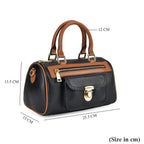 Designer Inspired 100% Genuine Leather Crossbody Duffle Bag - Black