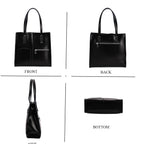 Sumptuous quality 100% Genuine Leather LARGE Tote Bag with Shoulder Strap - Black
