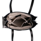 Sumptuous quality 100% Genuine Leather LARGE Tote Bag with Shoulder Strap - Black