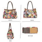 Colour Chaos Couture - Genuine Leather Diamond Tote Bag (Size 39x14x27 cm) - Multi Color & Multicolor